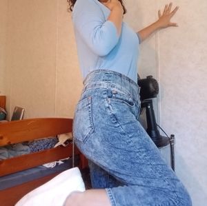 Cropped high rise bleached jeans L/G